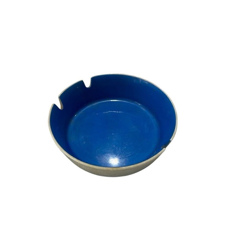 OMC Ceramic Shiny Ashtray MCM 1 Label Japan Blue and White